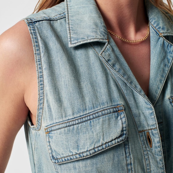 Faherty Utility Denim Romper - Picture 3 of 9